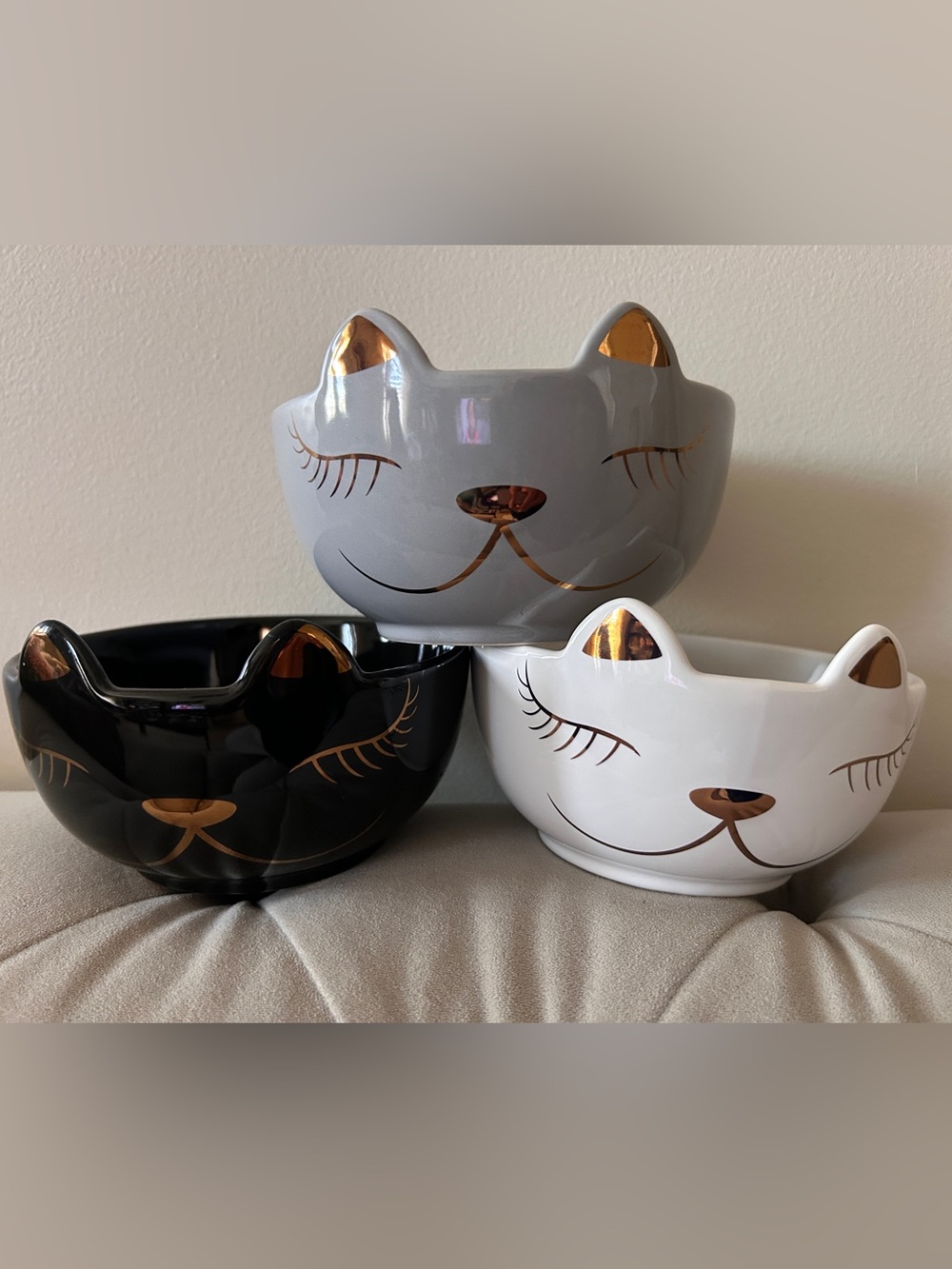Set of 3 cat bowls